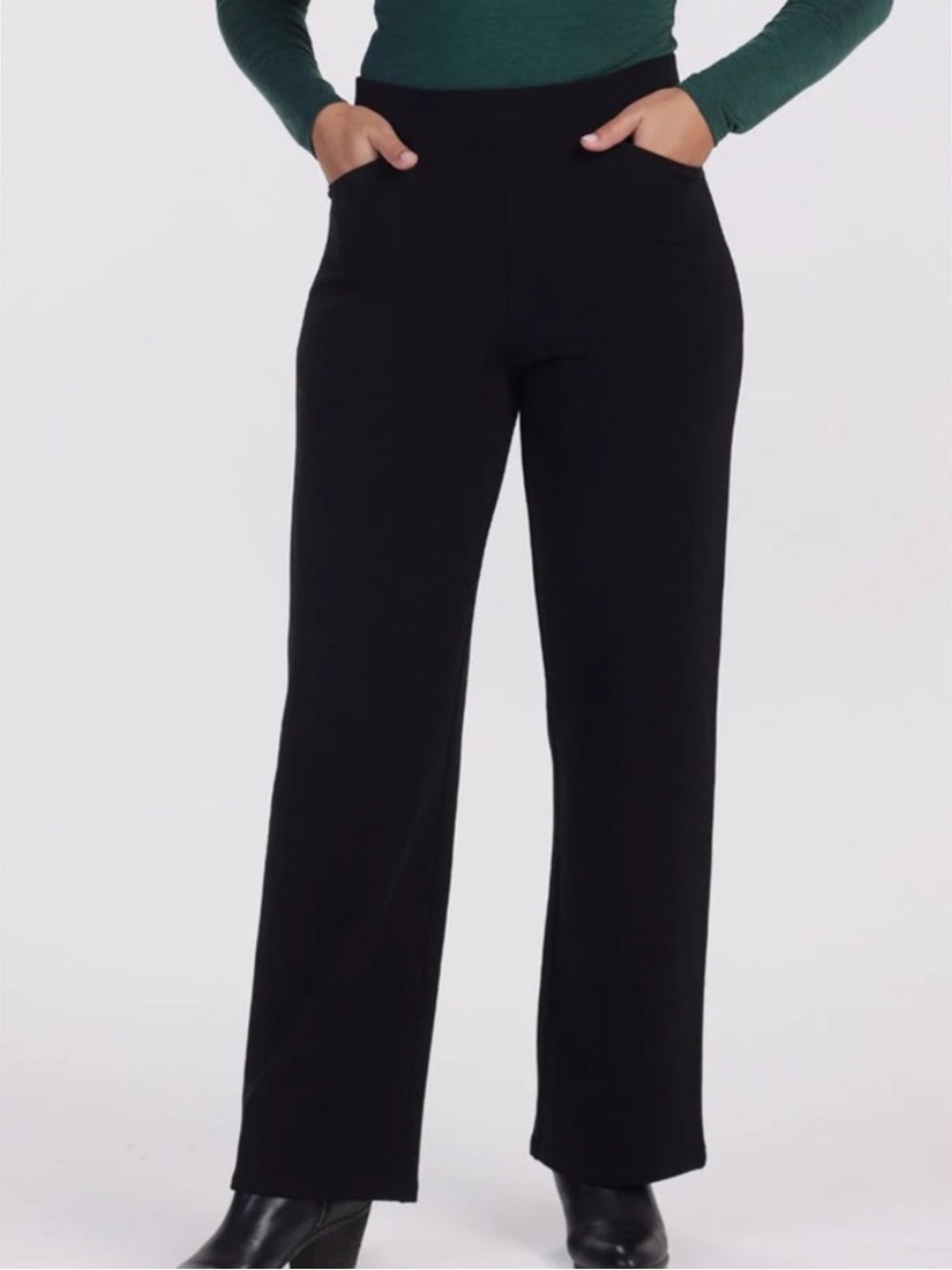 Woolx Ellie Pant Wide Leg Trouser Merino Wool Black Pockets Medium